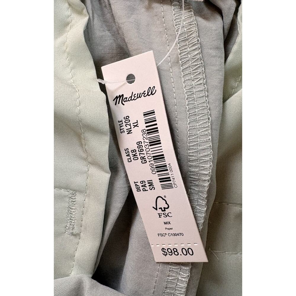 Madewell NWT $98 Women’s The Carley Wide Leg Cotton Pants Size XL Green T6 - Picture 5 of 10